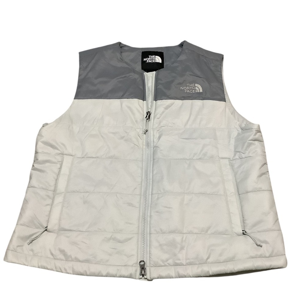 The North Face Gray and White Puffer Vest